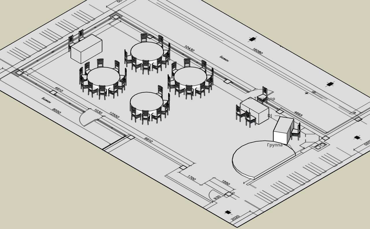 План-схема зала 3D  * разработка на заказ*