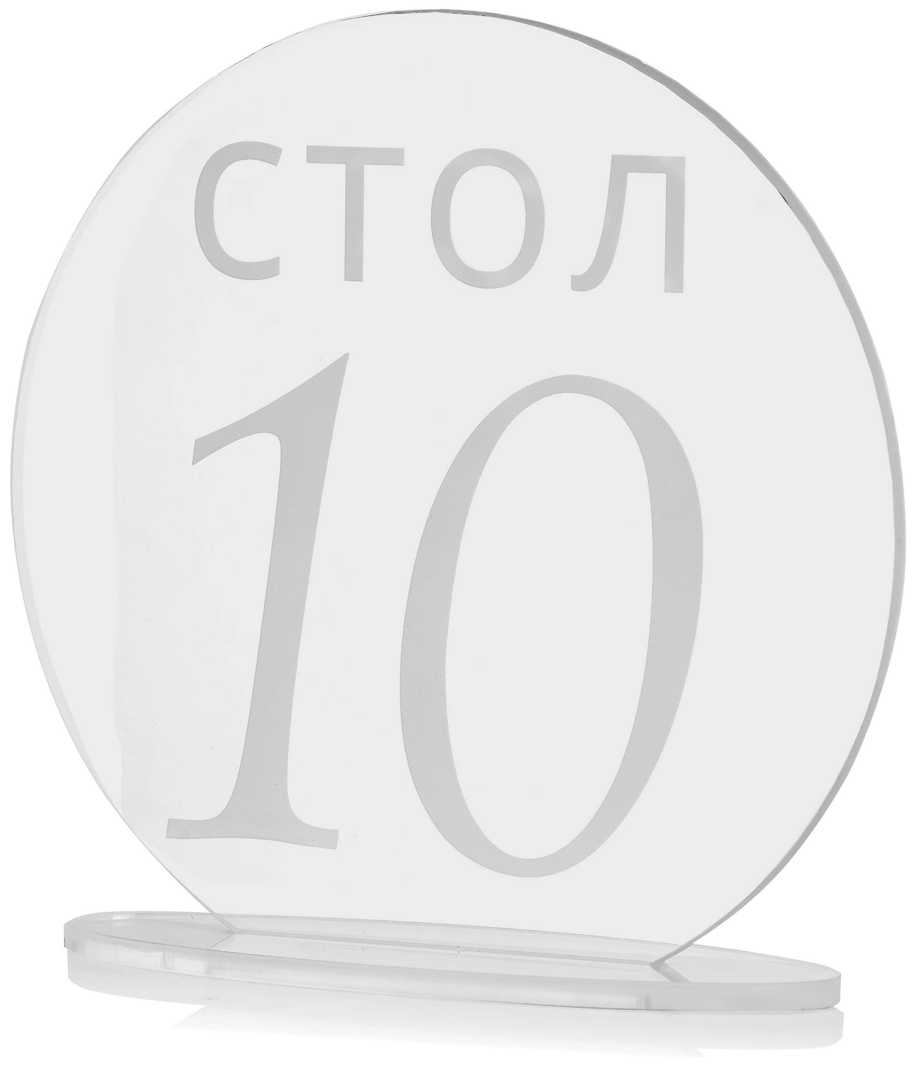 Номерки для столов 1-10 прозрачные с белым - Фото миниатюра 2