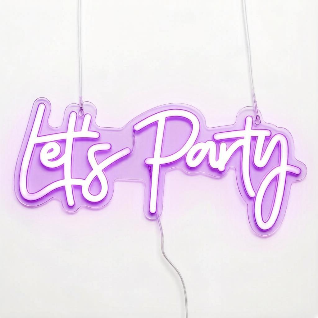 Неоновая вывеска "Let's party"