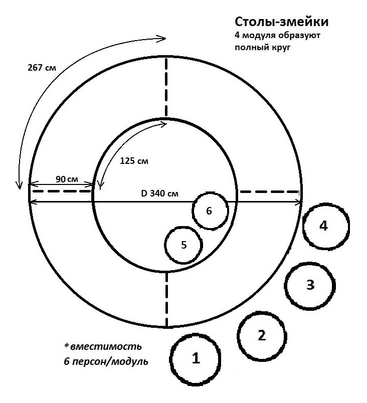 Стол-змейка-90, золотой, столешница темное зеркало, 1 модуль