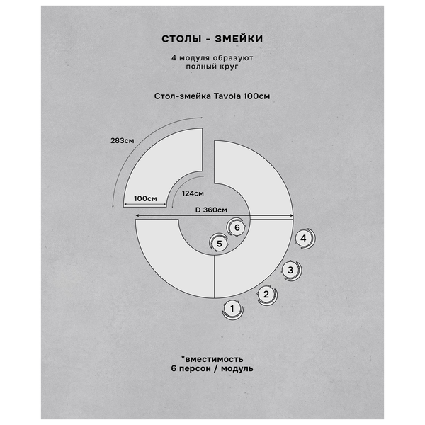Стол Тавола, змейка шириной 100 см, 1 модуль - изображение 6