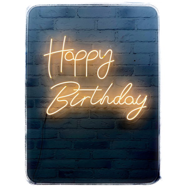 Неоновая надпись Happy Birthday теплый белый - Фото 2