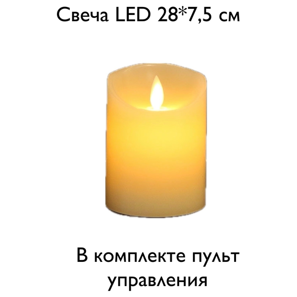 Свеча светодиодная, восковая на пульте 28*7,5 см - Фото 2